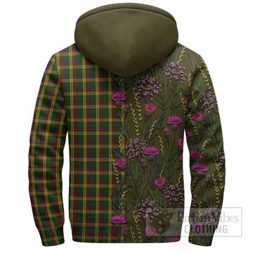 MacMillan (McMillan) Family Crest Tartan Sherpa Hoodie Scottish Thistle Flower Pattern Half Style