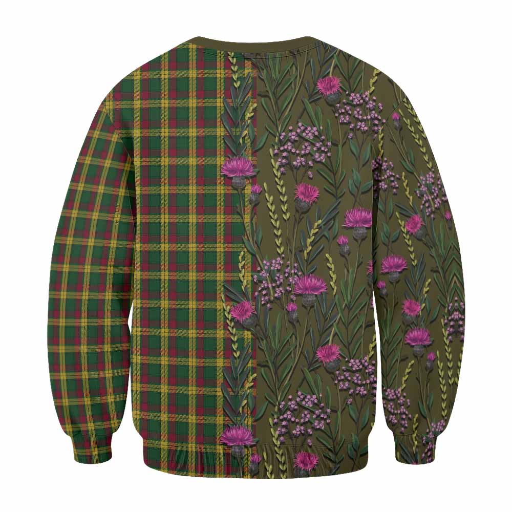 MacMillan (McMillan) Family Crest Tartan Sweatshirt Scottish Thistle Flower Pattern Half Style - Tartan Vibes Clothing