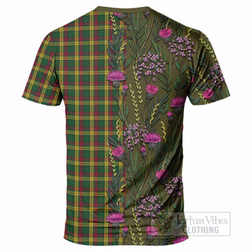MacMillan (McMillan) Family Crest Tartan T-Shirt Scottish Thistle Flower Pattern Half Style - Tartan Vibes Clothing