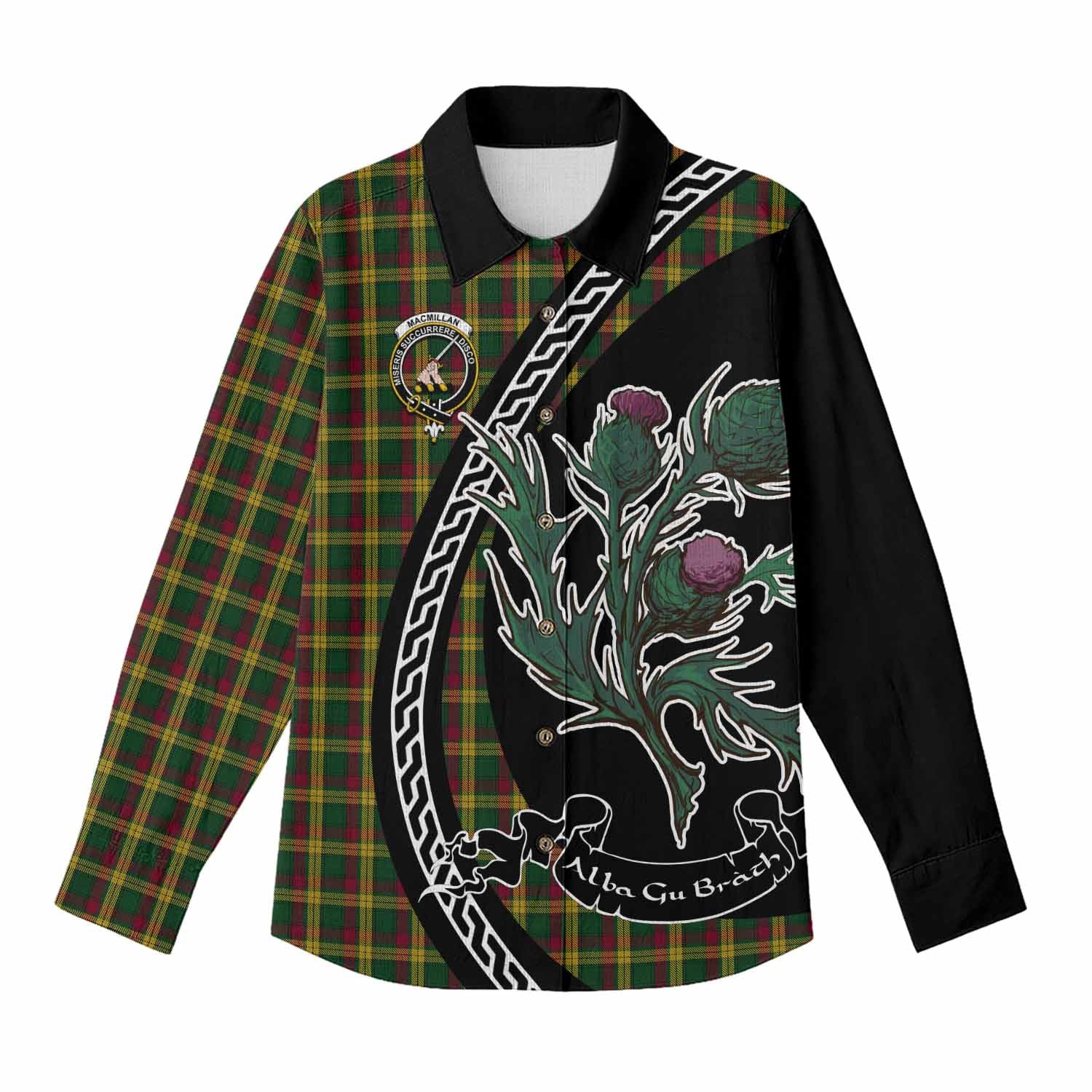 MacMillan (McMillan) Family Crest Tartan Women Casual Shirt Alba Thistle Inspired - Tartan Vibes Clothing