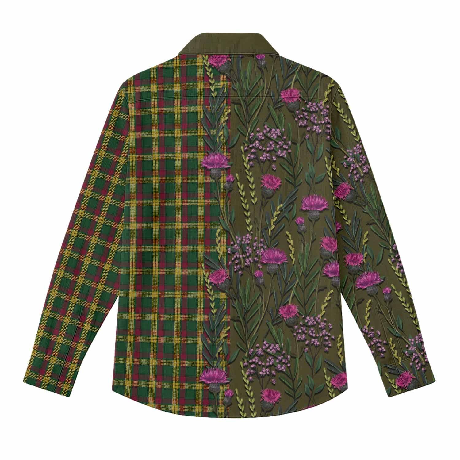 MacMillan (McMillan) Family Crest Tartan Women Casual Shirt Scottish Thistle Flower Pattern Half Style - Tartan Vibes Clothing