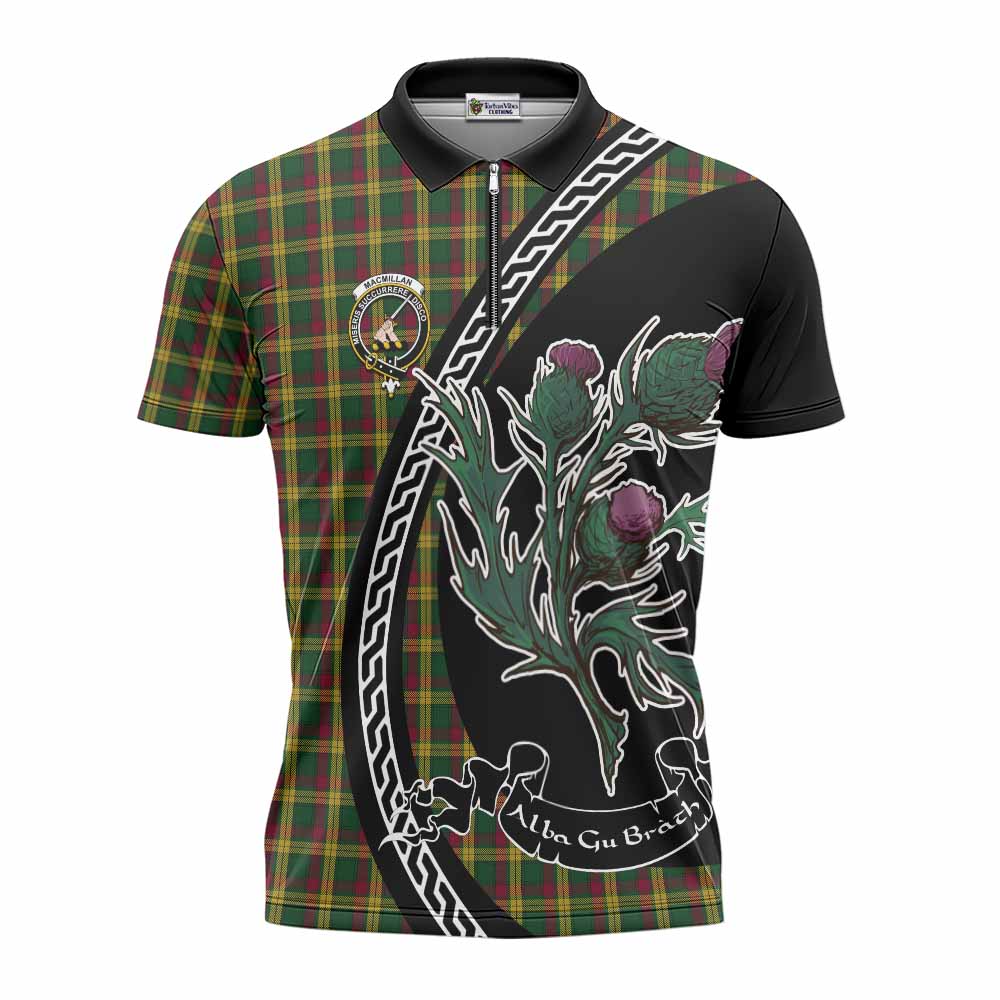 MacMillan (McMillan) Family Crest Tartan Zipper Polo Shirt Alba Thistle Inspired - Tartan Vibes Clothing