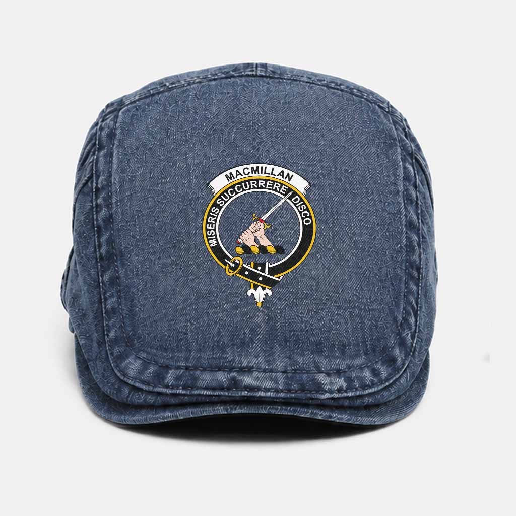 MacMillan (McMillan) Scottish Clan Crest Washed Flat Cap - Unisex Jeff Cap One Size (Adjustable) Dark Blue - Tartan Vibes Clothing