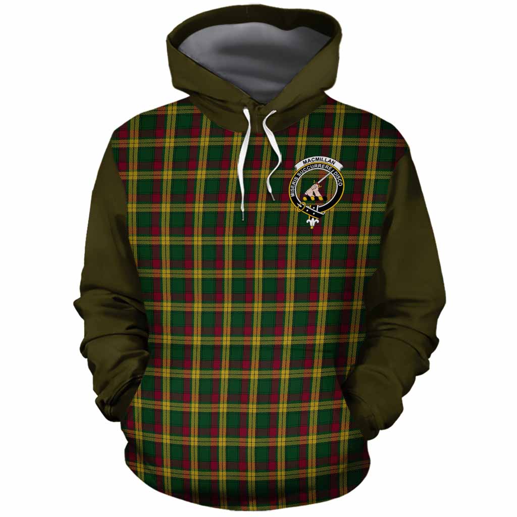MacMillan (McMillan) Tartan Accent Cotton Hoodie with Family Crest