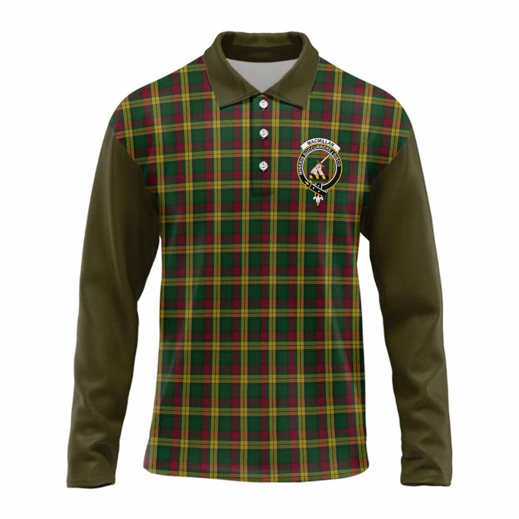 MacMillan (McMillan) Tartan Accent Long Sleeve Polo Shirt with Family Crest