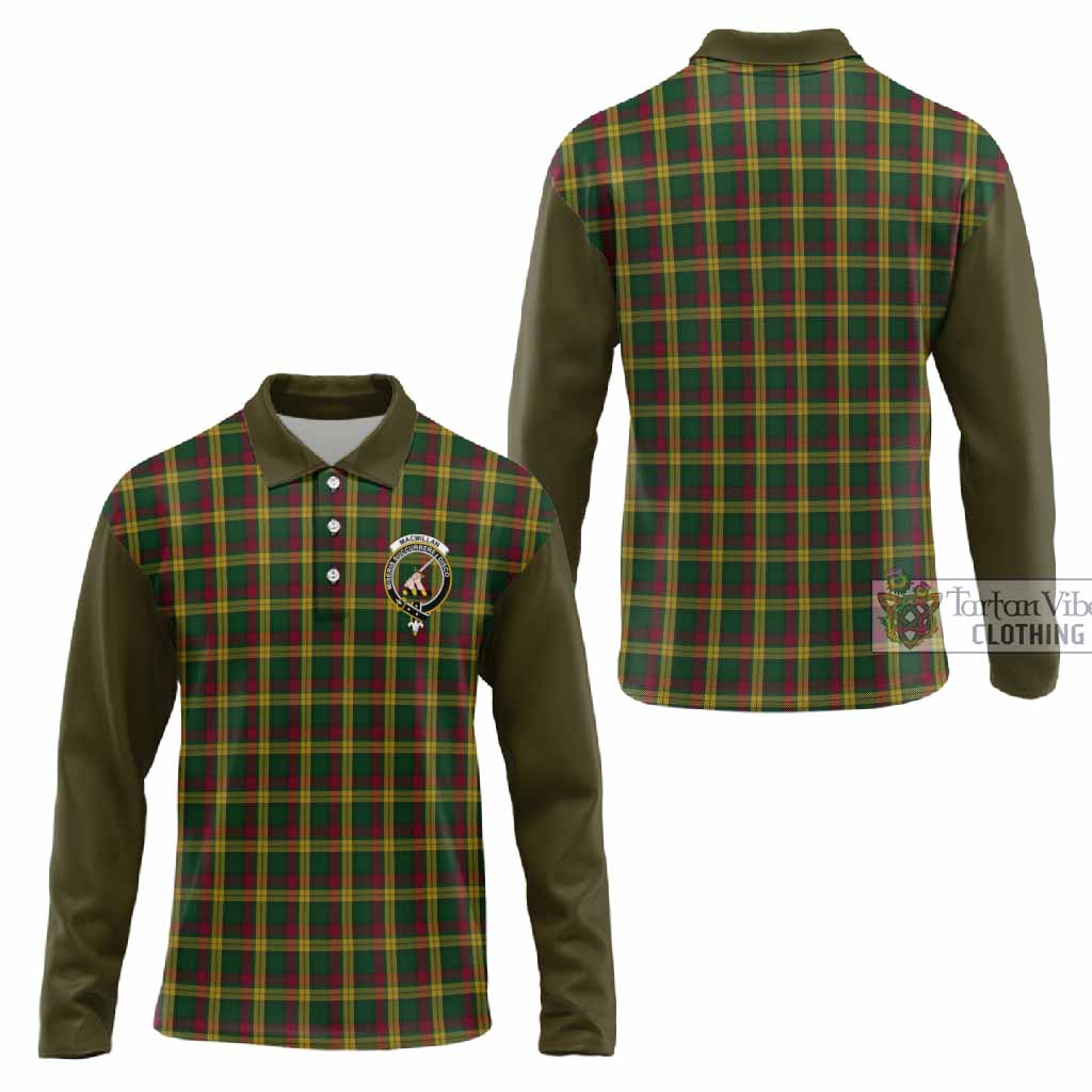 MacMillan (McMillan) Tartan Accent Long Sleeve Polo Shirt with Family Crest
