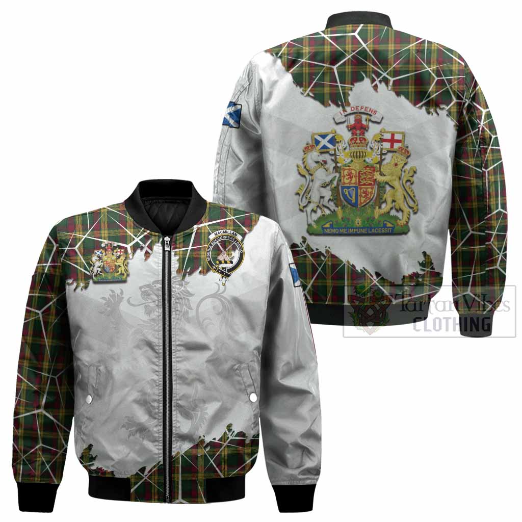 MacMillan (McMillan) Tartan Bomber Jacket with Family Crest and Lion Rampant Grunge Style