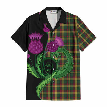 MacMillan (McMillan) Tartan Cotton Hawaiian Shirt Traditional Scottish Thistle