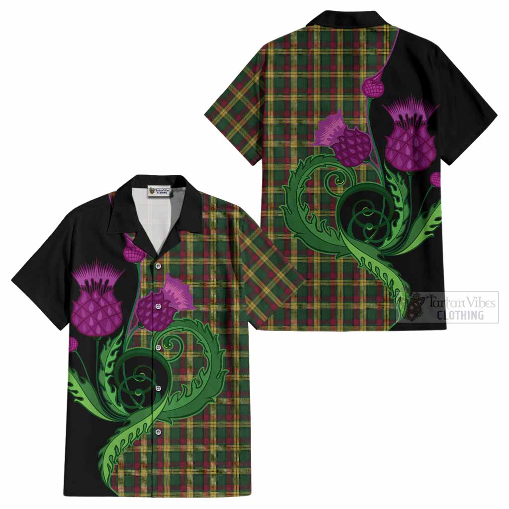 MacMillan (McMillan) Tartan Cotton Hawaiian Shirt Traditional Scottish Thistle