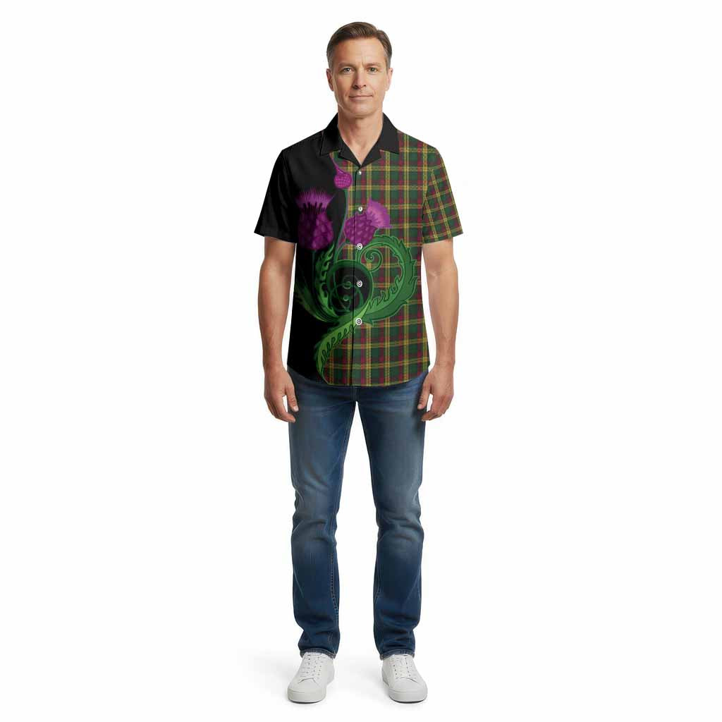 MacMillan (McMillan) Tartan Cotton Hawaiian Shirt Traditional Scottish Thistle