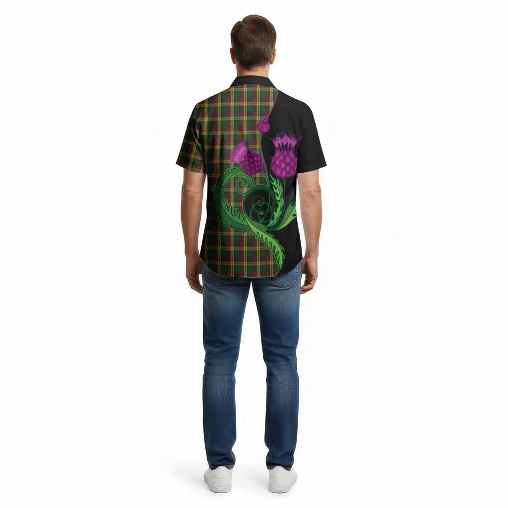 MacMillan (McMillan) Tartan Cotton Hawaiian Shirt Traditional Scottish Thistle