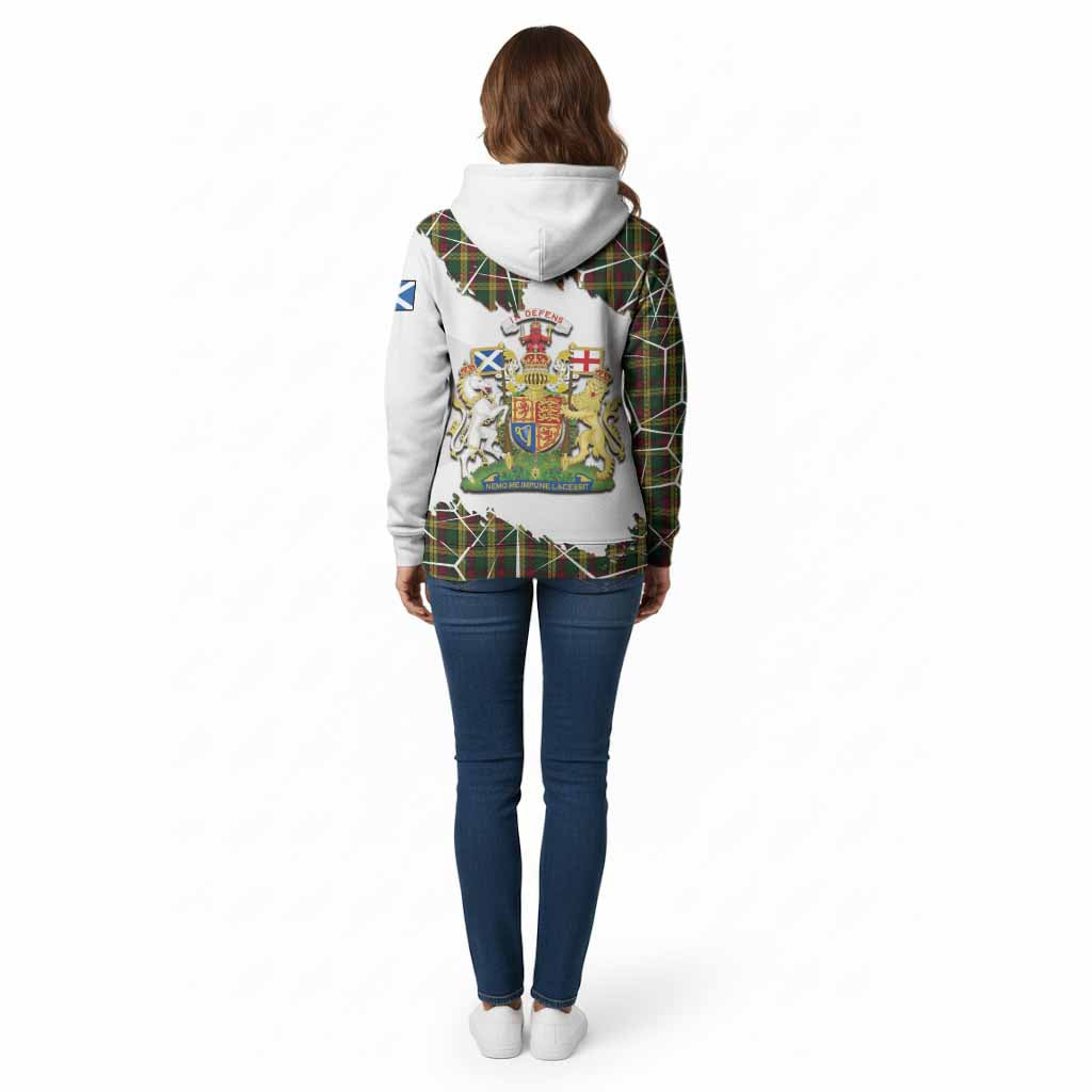 MacMillan (McMillan) Tartan Cotton Hoodie with Family Crest and Lion Rampant Grunge Style