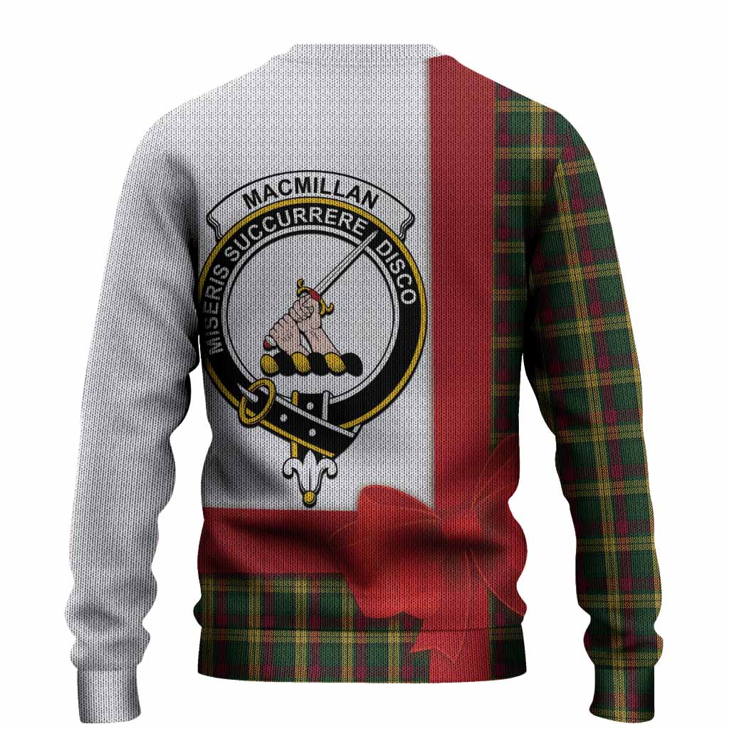 MacMillan (McMillan) Tartan Crest Christmas Christmas Ugly Sweater Highland Cow Bagpipes Coquette Bow Style
