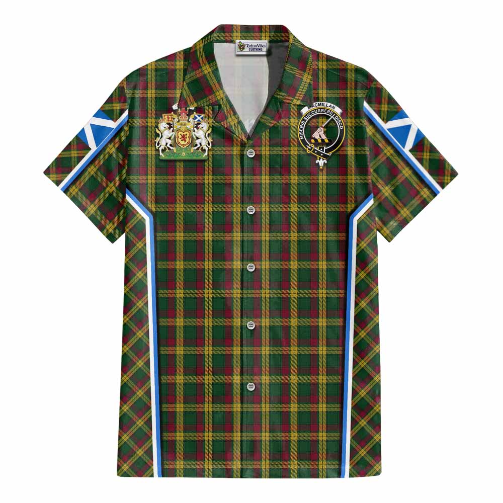 MacMillan (McMillan) Tartan Crest Cotton Hawaiian Shirt Scotland Coat of Arm Flag Style - Tartan Vibes Clothing