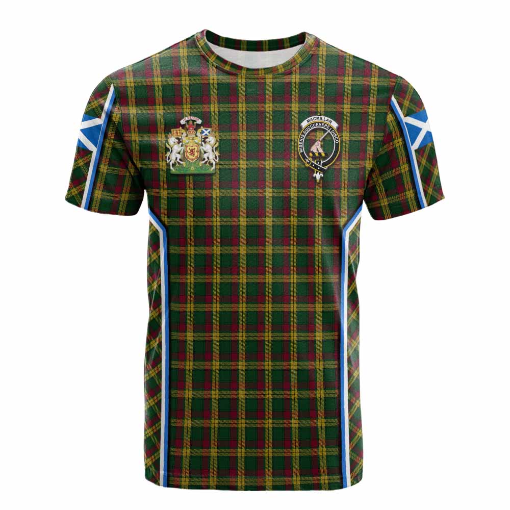 MacMillan (McMillan) Tartan Crest Cotton T-shirt Scotland Coat of Arm Flag Style - Tartan Vibes Clothing