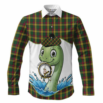 MacMillan (McMillan) Tartan Crest Cute Nessie Long Sleeve Button Shirts Scottish Loch Ness Monster