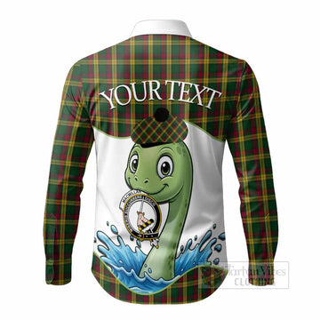 MacMillan (McMillan) Tartan Crest Cute Nessie Long Sleeve Button Shirts Scottish Loch Ness Monster