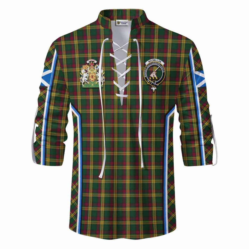 MacMillan (McMillan) Tartan Crest Ghillie Kilt Shirt Scotland Coat of Arm Flag Style - Tartan Vibes Clothing