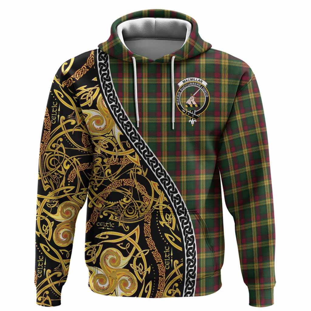 MacMillan (McMillan) Tartan Crest Hoodie Celtic Knot and Triple Trickle Spiral Symbols