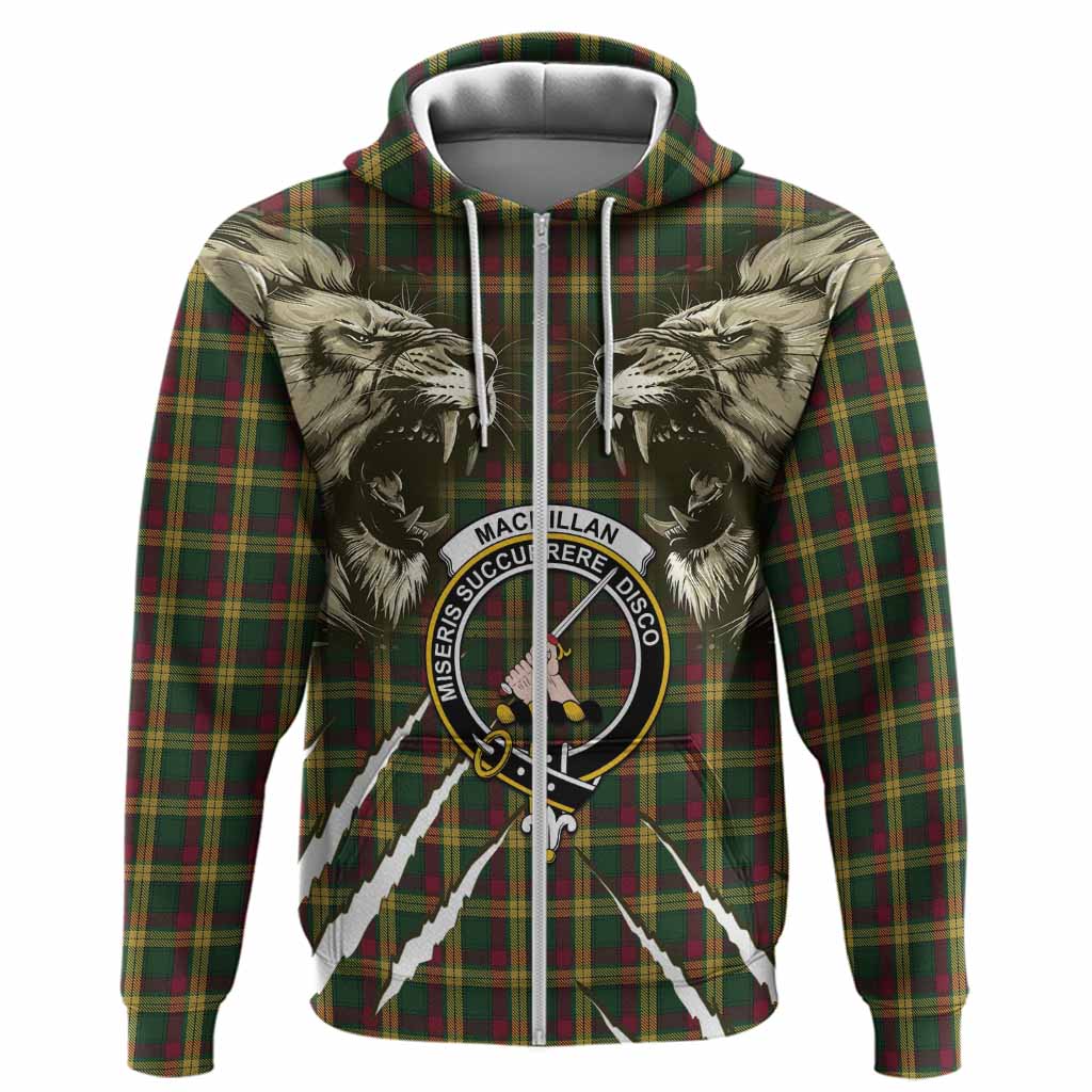 MacMillan (McMillan) Tartan Crest Hoodie Ferocious Lion Style