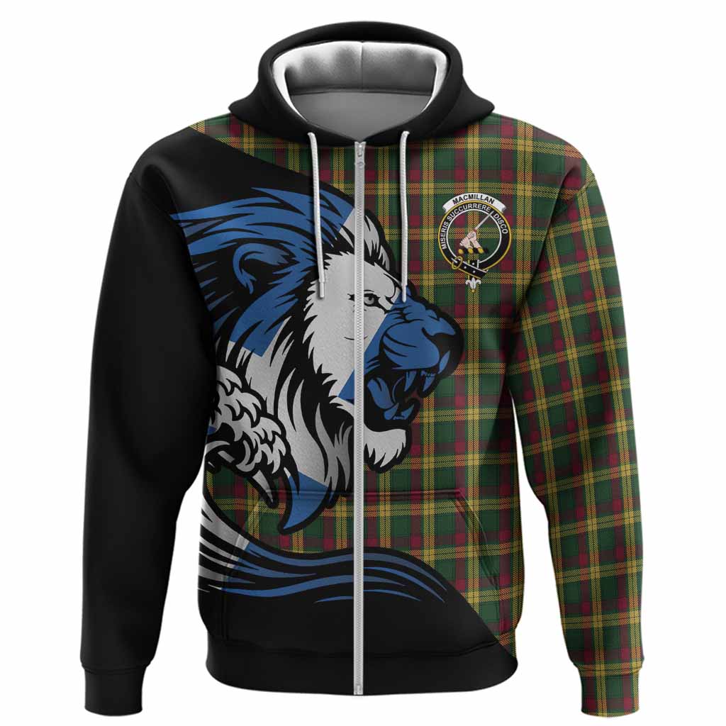 MacMillan (McMillan) Tartan Crest Hoodie Scottish Golden Lions Wave Flow