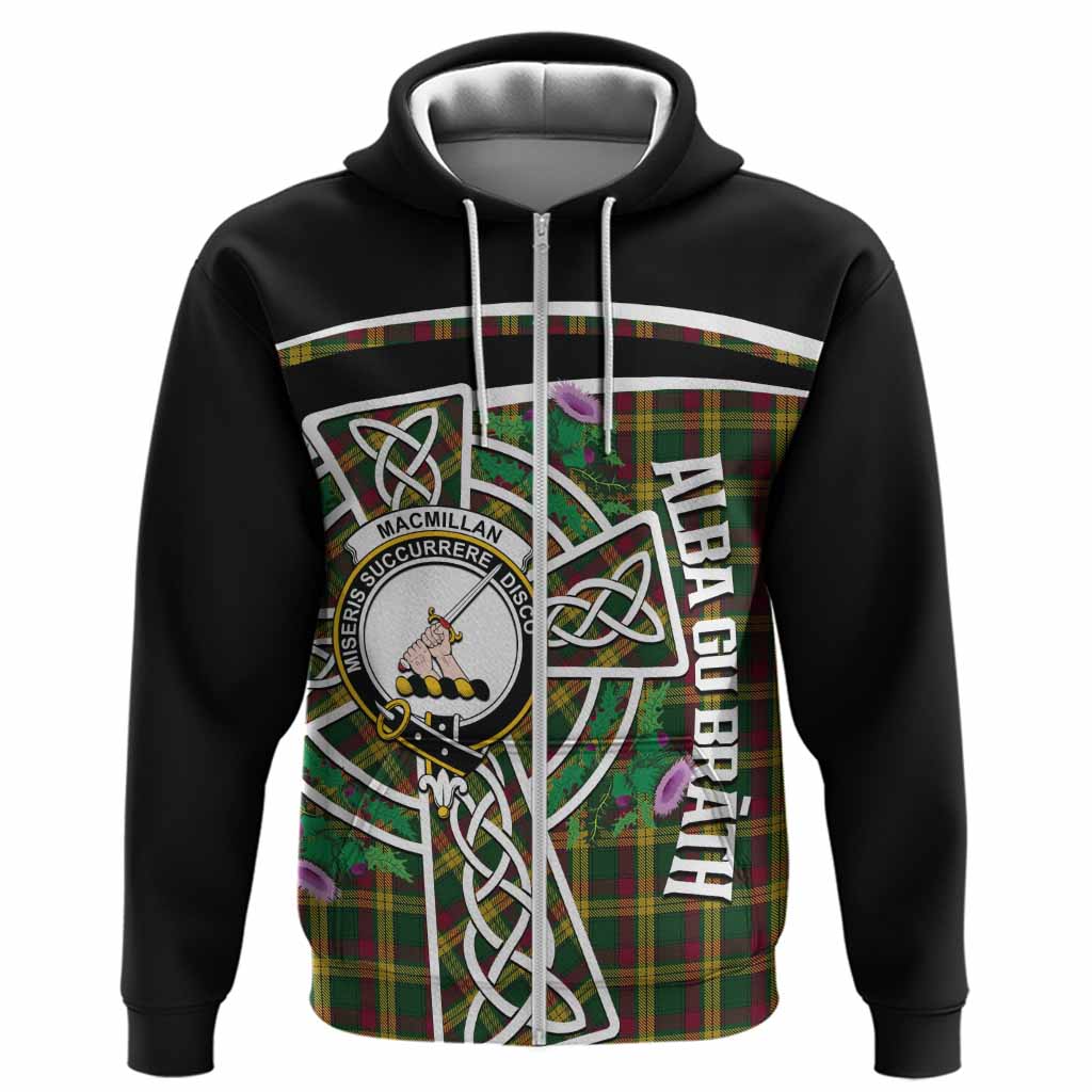 MacMillan (McMillan) Tartan Crest Hoodie Scottish Thistle Celtic Cross Alba Gu Brath