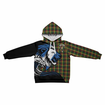 MacMillan (McMillan) Tartan Crest Kid Hoodie Scottish Golden Lions Wave Flow
