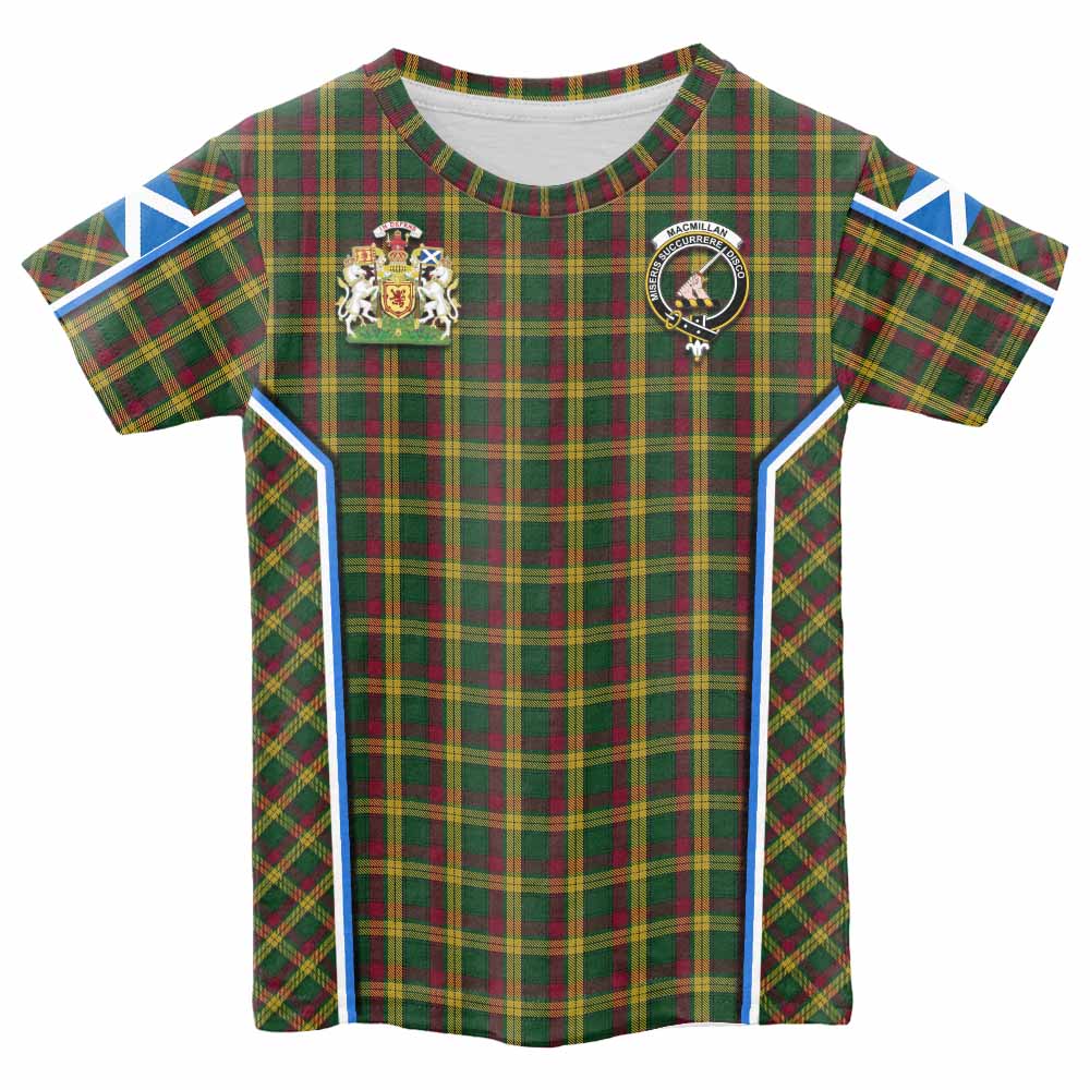 MacMillan (McMillan) Tartan Crest Kid T-shirt Scotland Coat of Arm Flag Style - Tartan Vibes Clothing