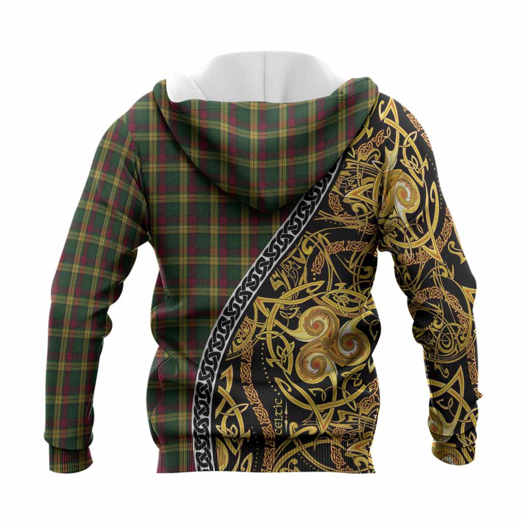MacMillan (McMillan) Tartan Crest Knitted Hoodie Celtic Knot and Triple Trickle Spiral Symbols