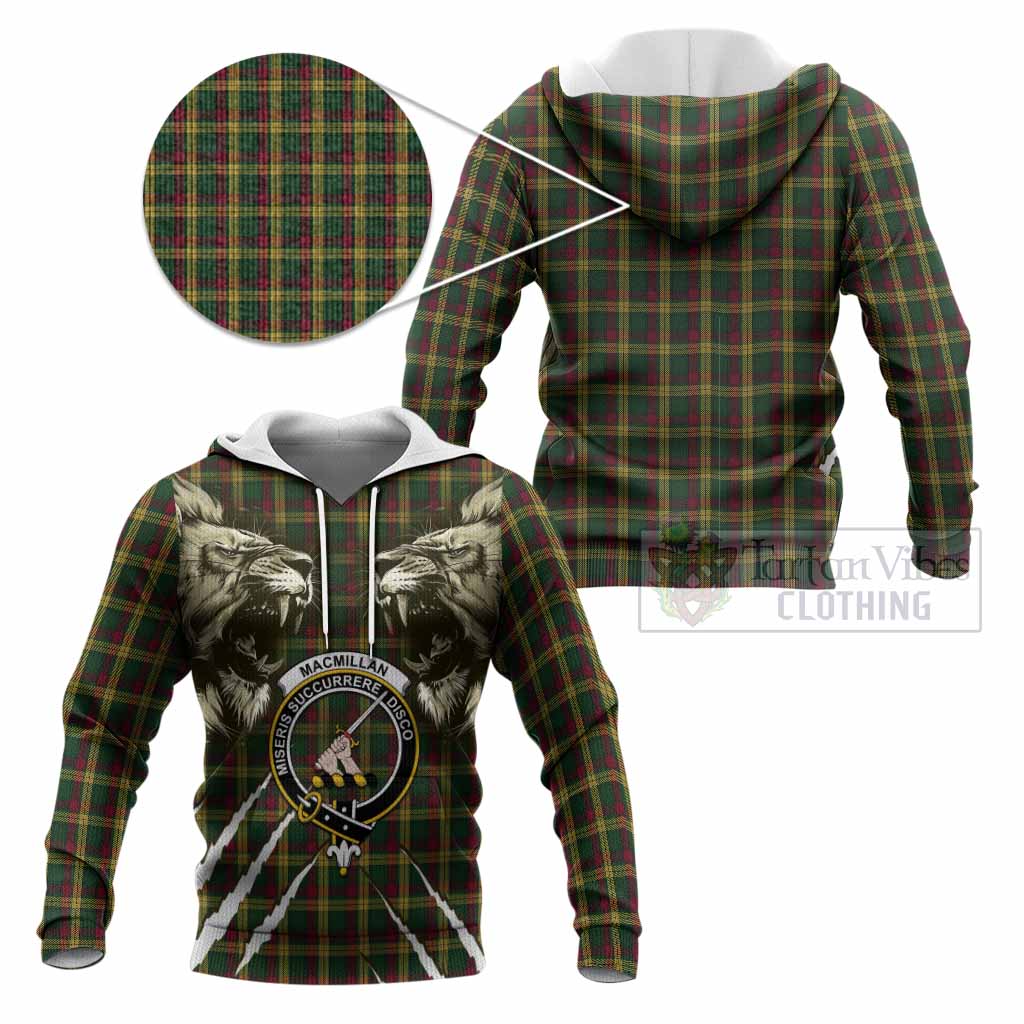 MacMillan (McMillan) Tartan Crest Knitted Hoodie Ferocious Lion Style