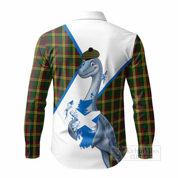 MacMillan (McMillan) Tartan Crest Loch Ness Monster Long Sleeve Button Shirts Nessie Scottish Map Tha Gradh Agam Air Alba