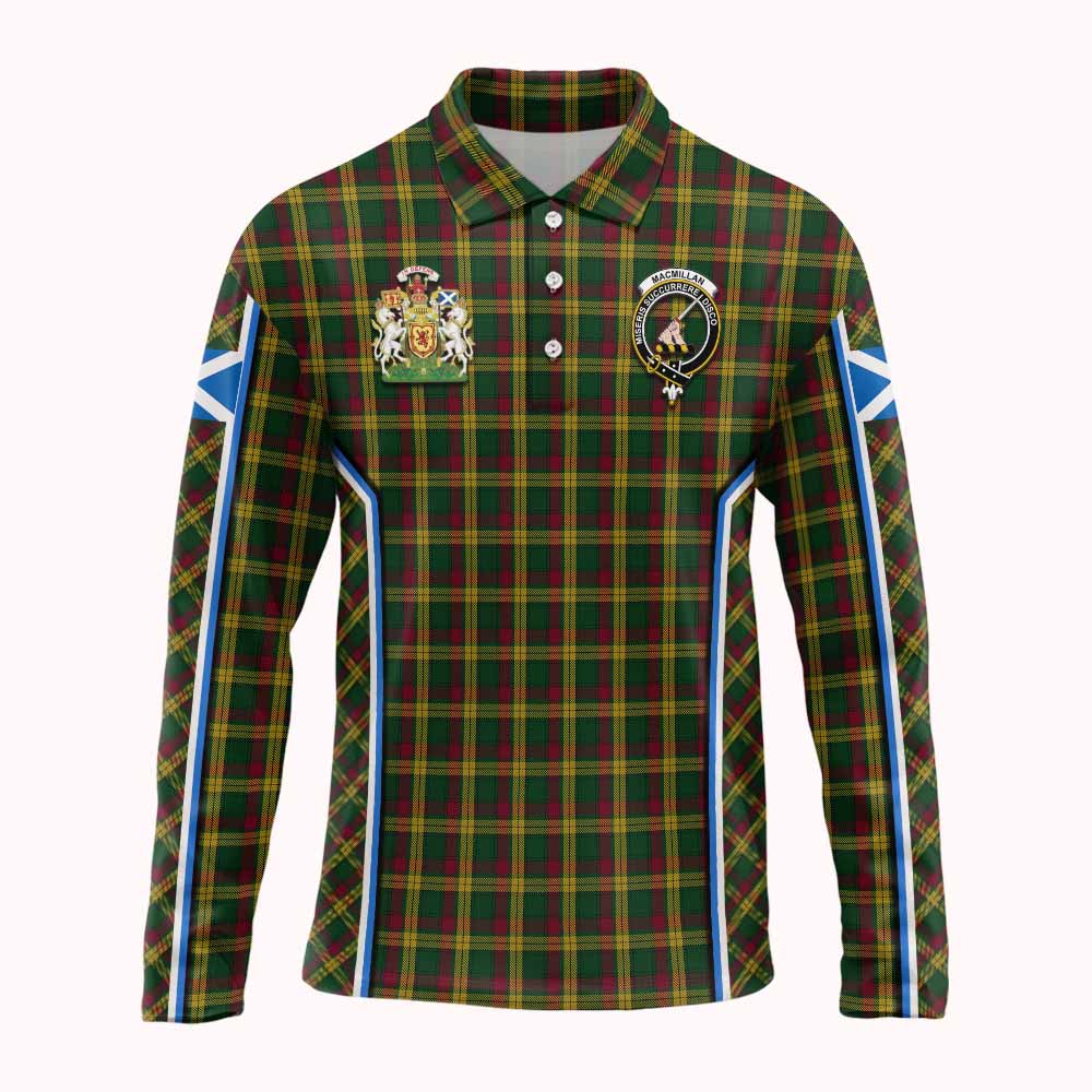 MacMillan (McMillan) Tartan Crest Long Sleeve Polo Shirt Scotland Coat of Arm Flag Style - Tartan Vibes Clothing