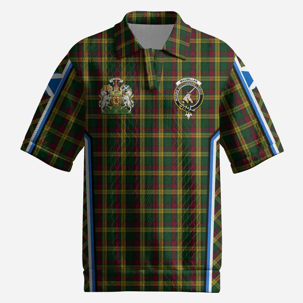 MacMillan (McMillan) Tartan Crest Men’s Polo Sweater Top Scotland Coat of Arm Flag Style
