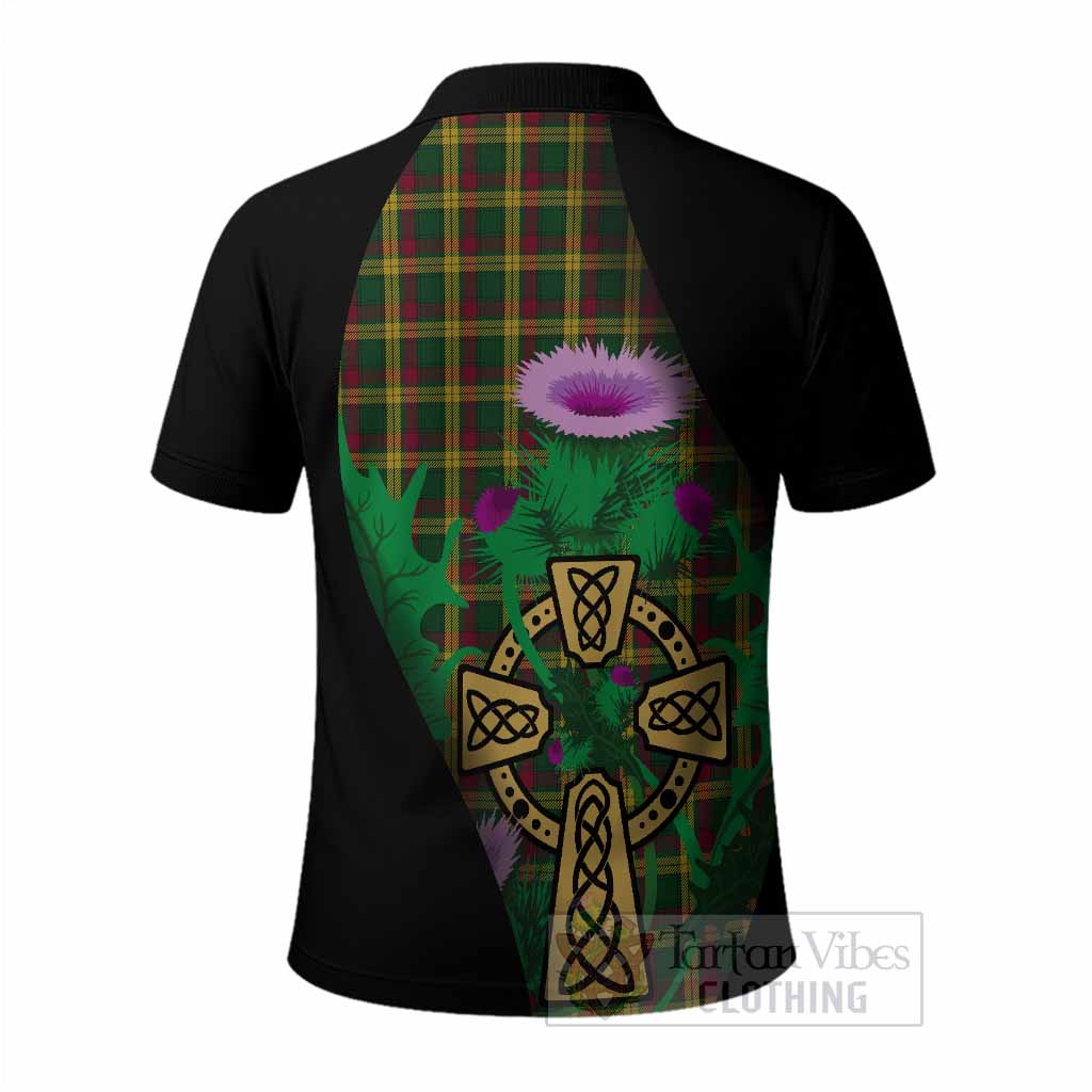 MacMillan (McMillan) Tartan Crest Polo Shirt Celtic Cross Thistle Flowers