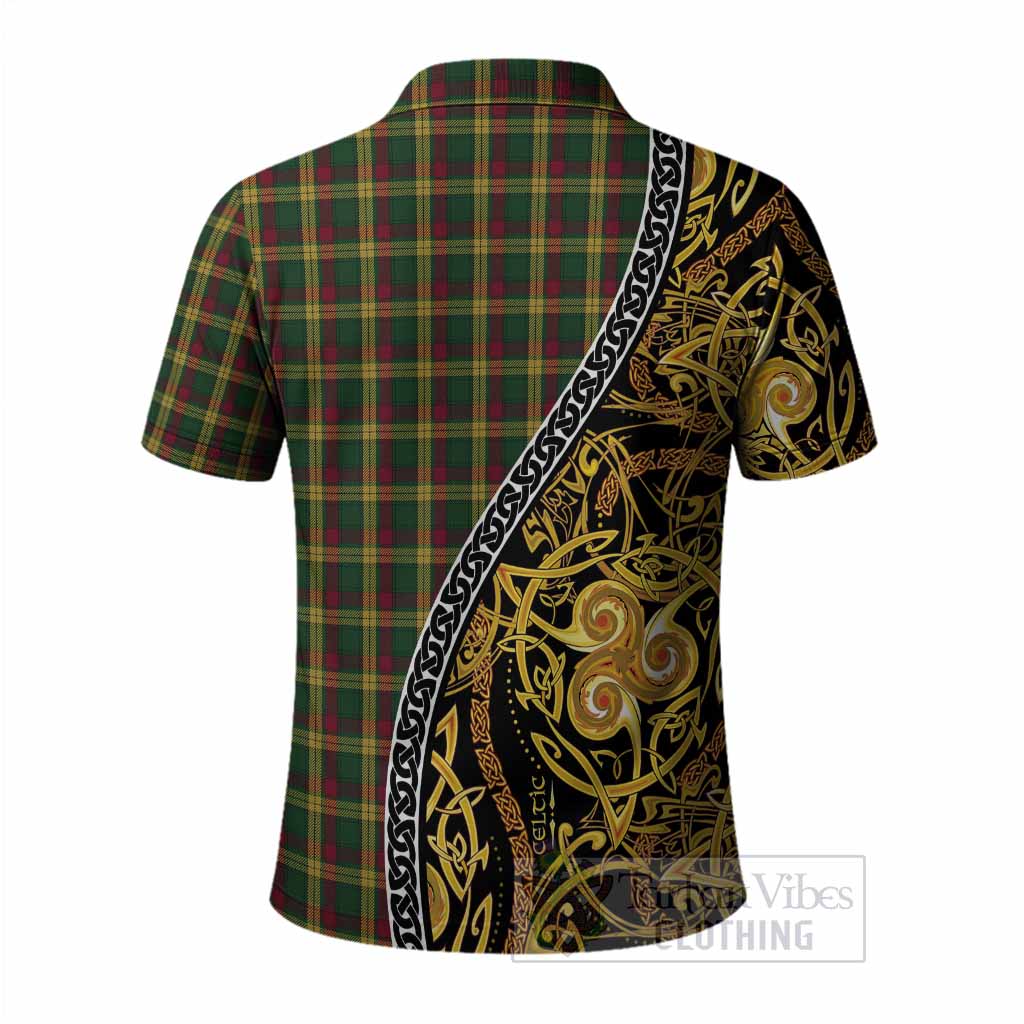 MacMillan (McMillan) Tartan Crest Polo Shirt Celtic Knot and Triple Trickle Spiral Symbols
