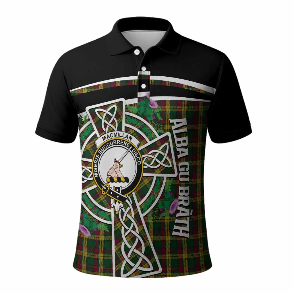 MacMillan (McMillan) Tartan Crest Polo Shirt Scottish Thistle Celtic Cross Alba Gu Brath