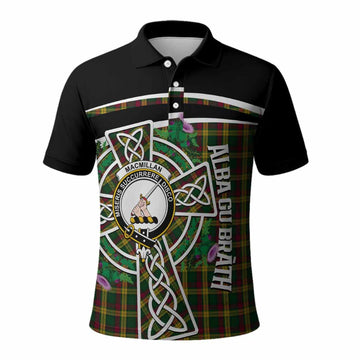 MacMillan (McMillan) Tartan Crest Polo Shirt Scottish Thistle Celtic Cross Alba Gu Brath