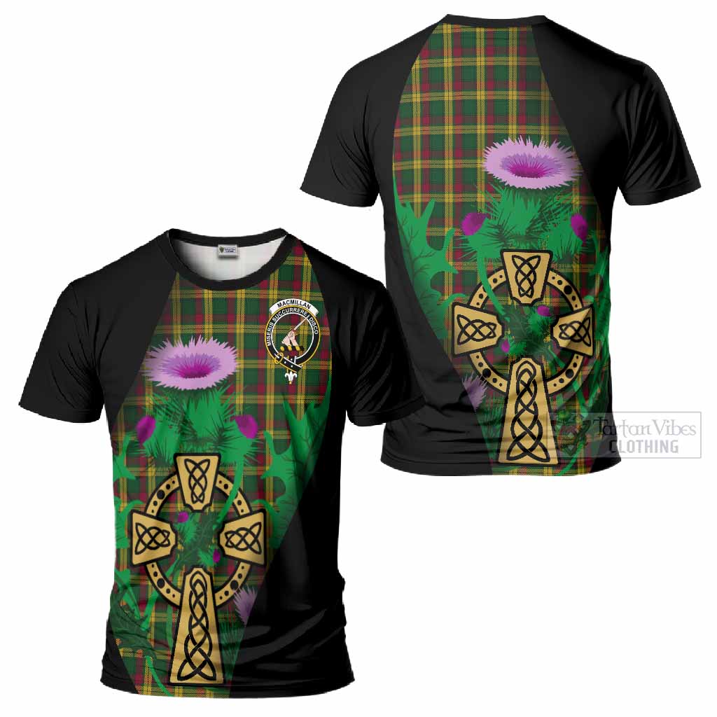 MacMillan (McMillan) Tartan Crest T-Shirt Celtic Cross Thistle Flowers