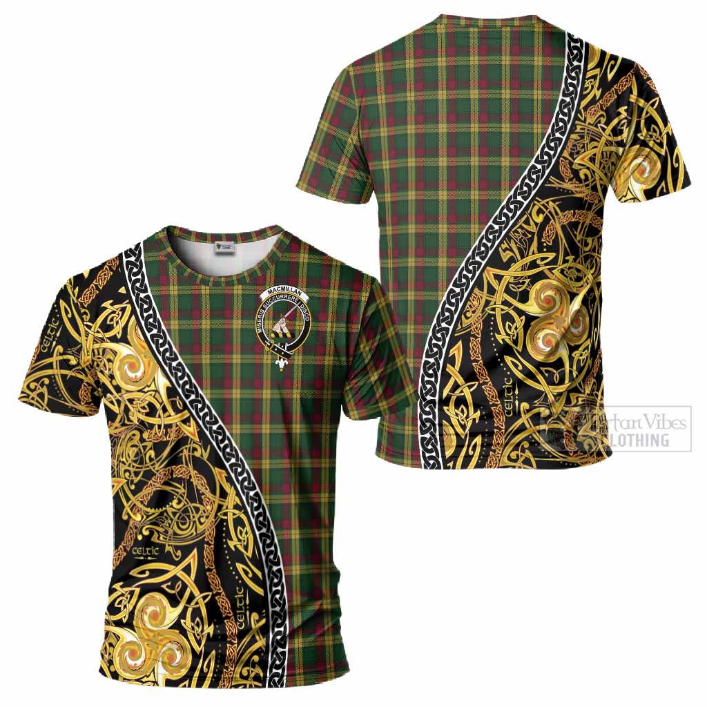 MacMillan (McMillan) Tartan Crest T-Shirt Celtic Knot and Triple Trickle Spiral Symbols