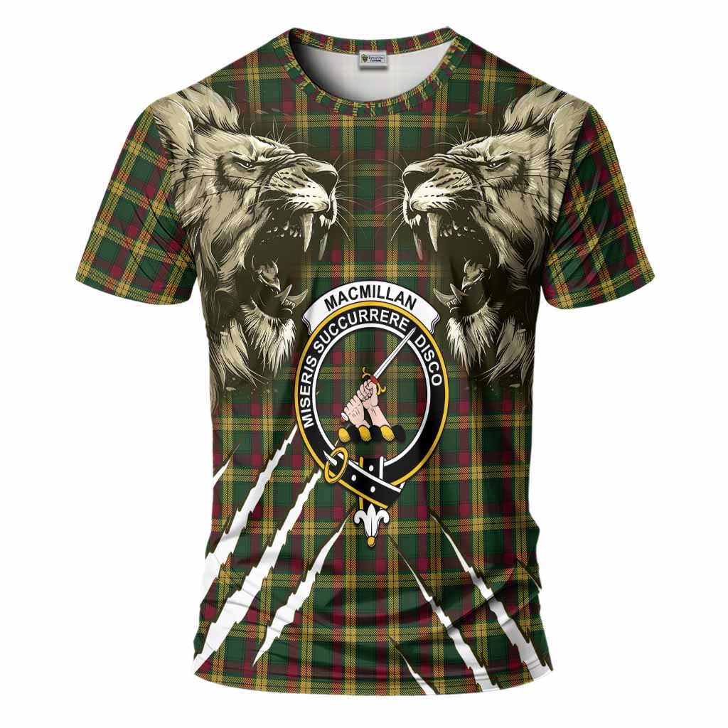 MacMillan (McMillan) Tartan Crest T-Shirt Ferocious Lion Style