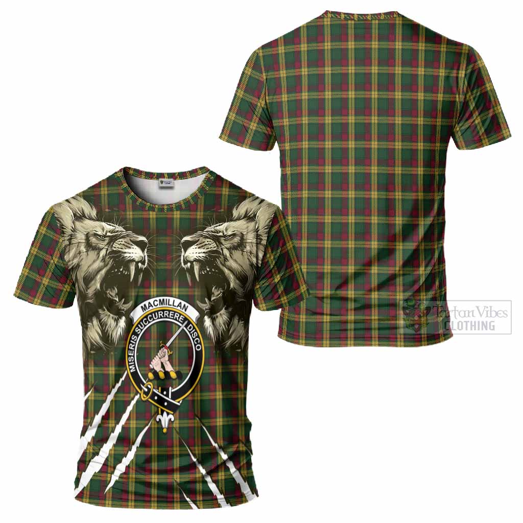 MacMillan (McMillan) Tartan Crest T-Shirt Ferocious Lion Style