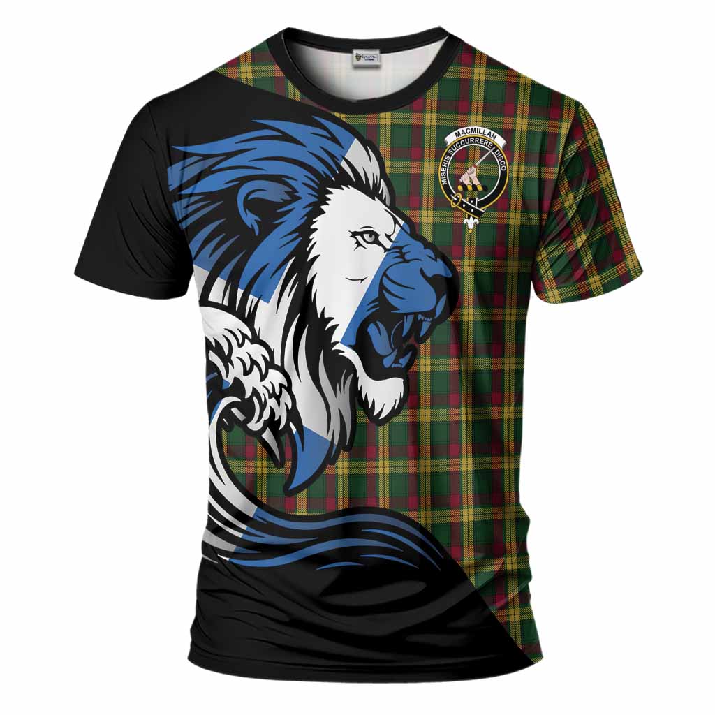 MacMillan (McMillan) Tartan Crest T-Shirt Scottish Golden Lions Wave Flow