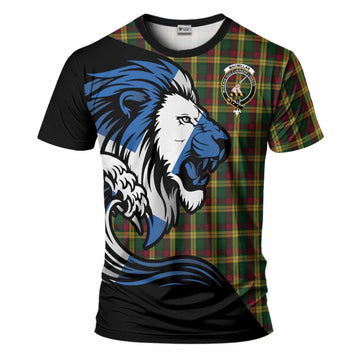 MacMillan (McMillan) Tartan Crest T-Shirt Scottish Golden Lions Wave Flow
