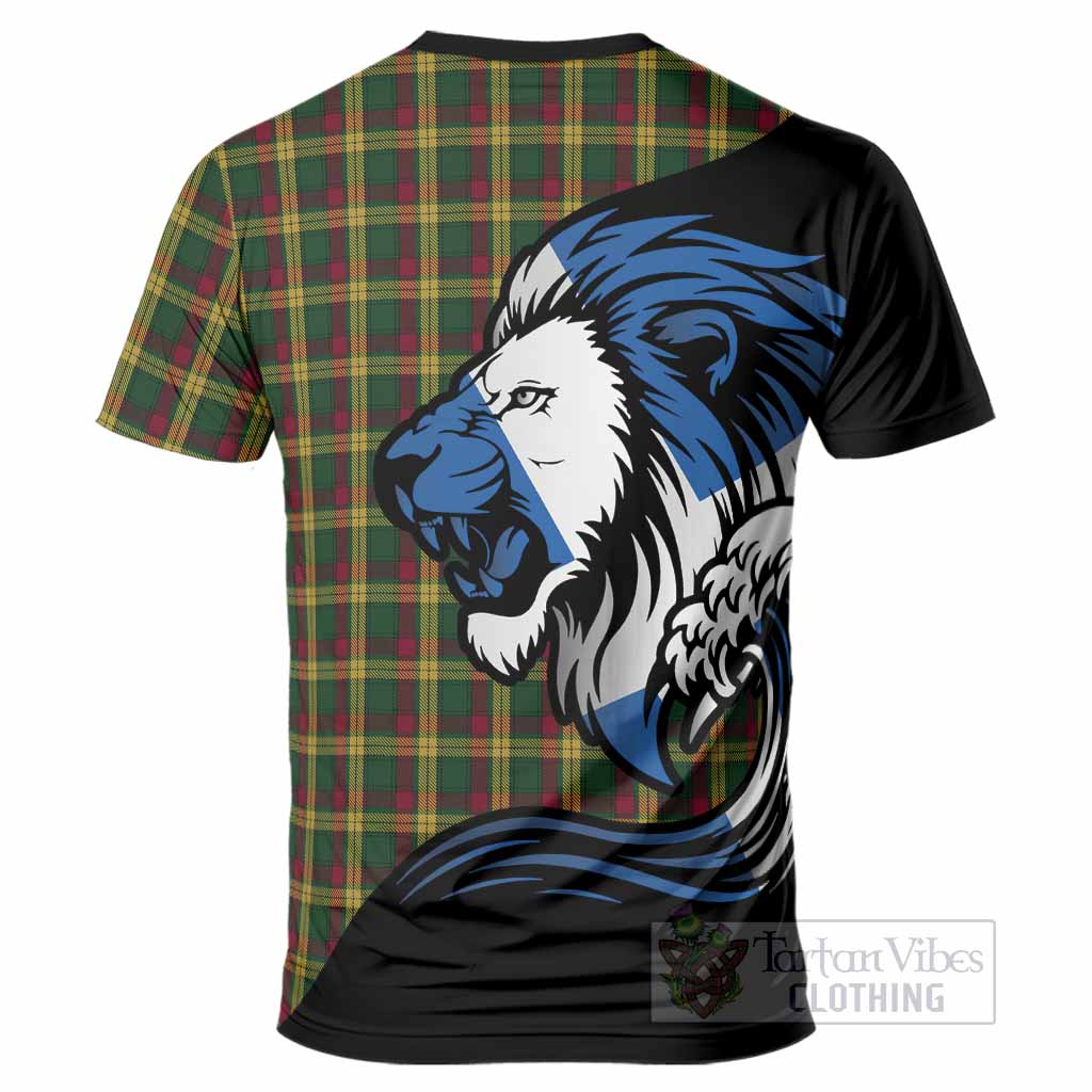 MacMillan (McMillan) Tartan Crest T-Shirt Scottish Golden Lions Wave Flow