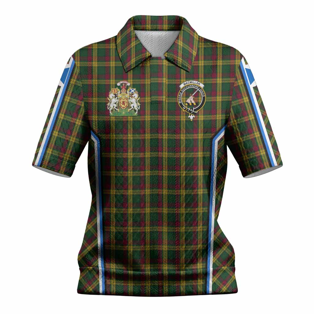 MacMillan (McMillan) Tartan Crest Women’s Polo Sweater Top Scotland Coat of Arm Flag Style
