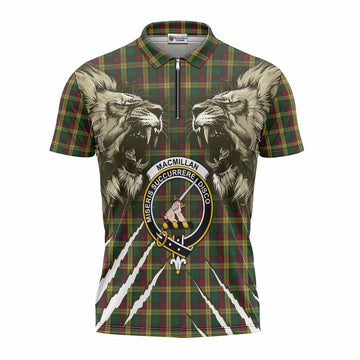 MacMillan (McMillan) Tartan Crest Zipper Polo Shirt Ferocious Lion Style