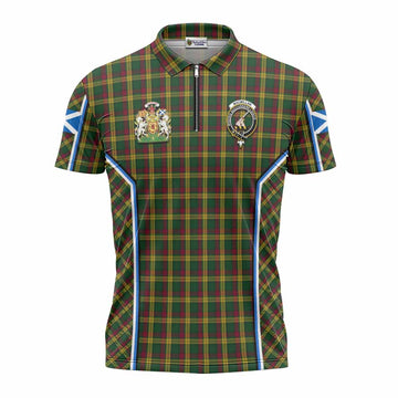 MacMillan (McMillan) Tartan Crest Zipper Polo Shirt Scotland Coat of Arm Flag Style