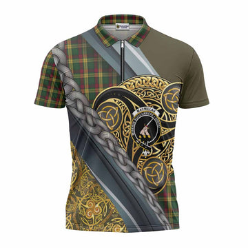 MacMillan (McMillan) Tartan Crest Zipper Polo Shirt Scottish Triskele Celtic