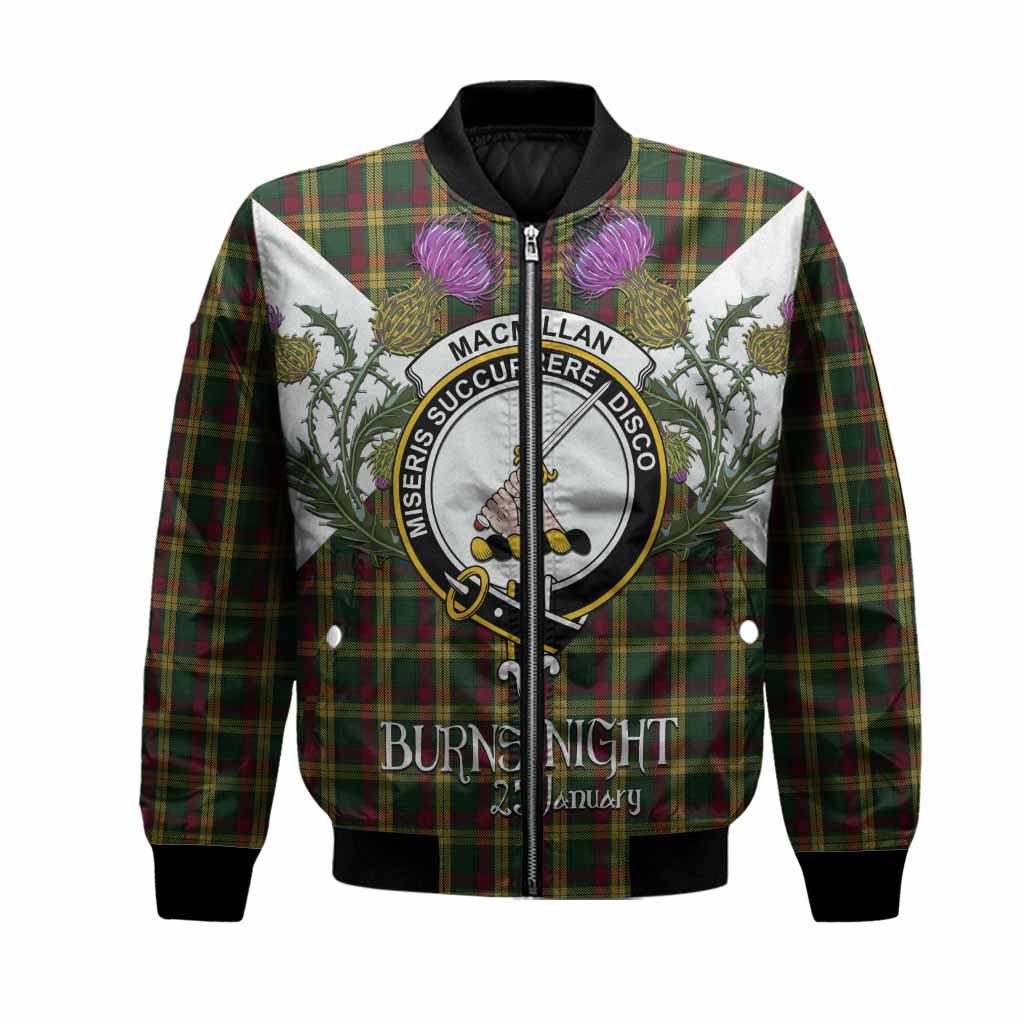 MacMillan (McMillan) Tartan Family Crest Bomber Jacket Scottish Burns Night Thistle Floral