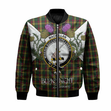 MacMillan (McMillan) Tartan Family Crest Bomber Jacket Scottish Burns Night Thistle Floral